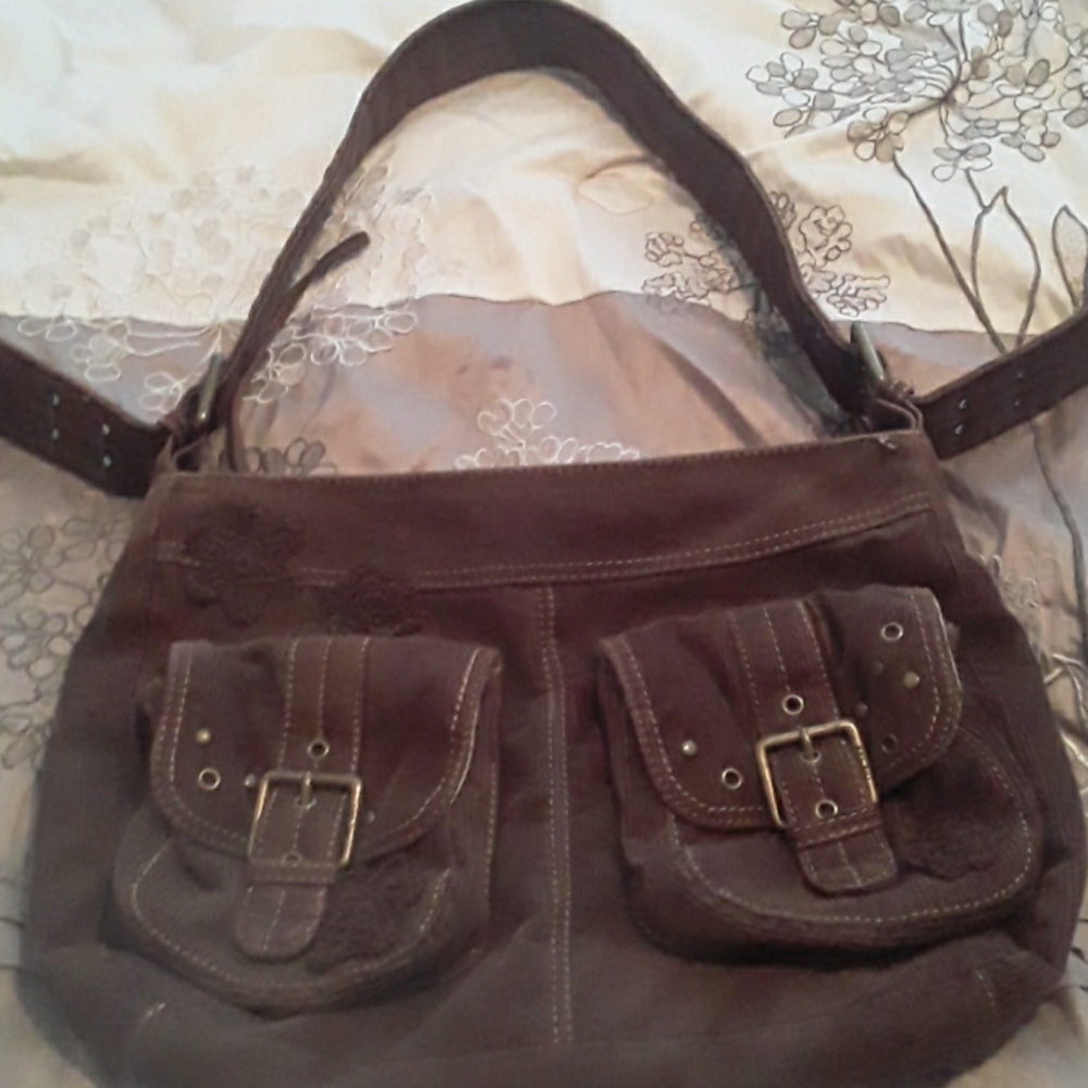 The SAK brown corduroy shoulder purse